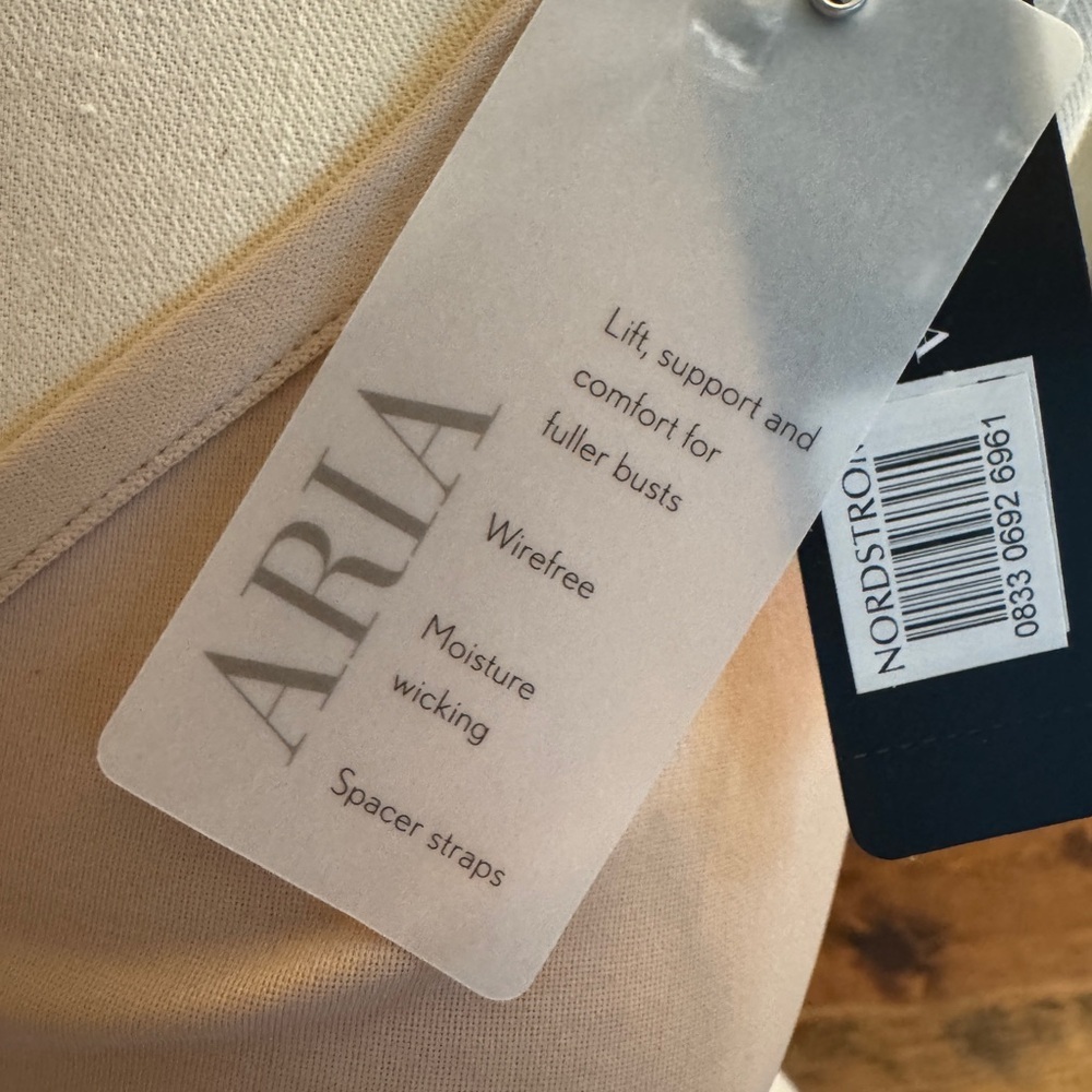 Natori Beige Mesh Detail Bra| Natori Womens Aria Full Fit Wire-free Bra - Picture 7 of 7